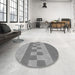 Round Patterned Dark Gray Rug in a Office, pat3950gry