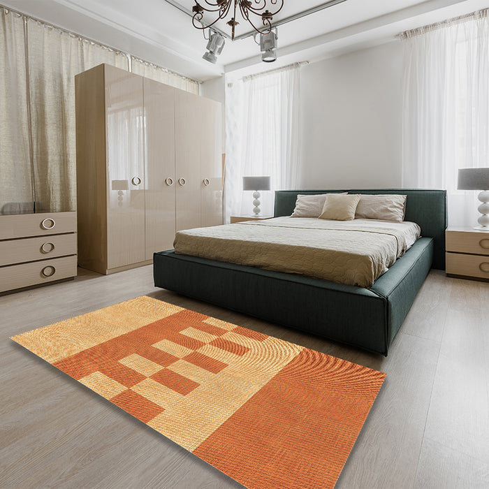 Patterned Orange Rug in a Bedroom, pat3950org