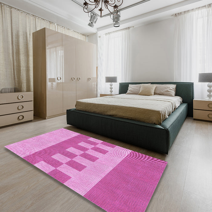 Patterned Violet Purple Rug in a Bedroom, pat3950pur