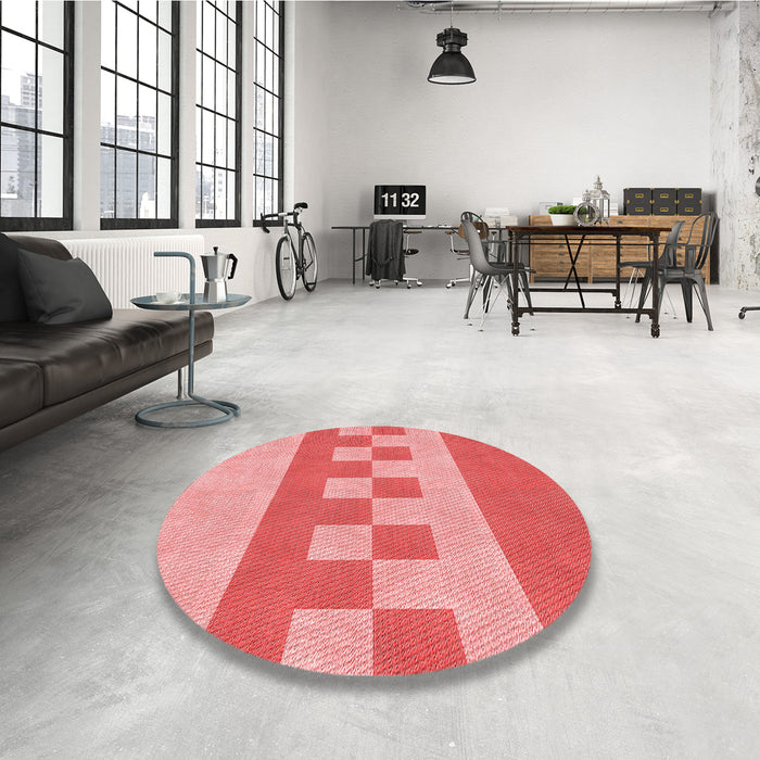 Round Patterned Light Coral Pink Rug in a Office, pat3950rd