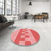 Round Patterned Light Coral Pink Rug in a Office, pat3950rd