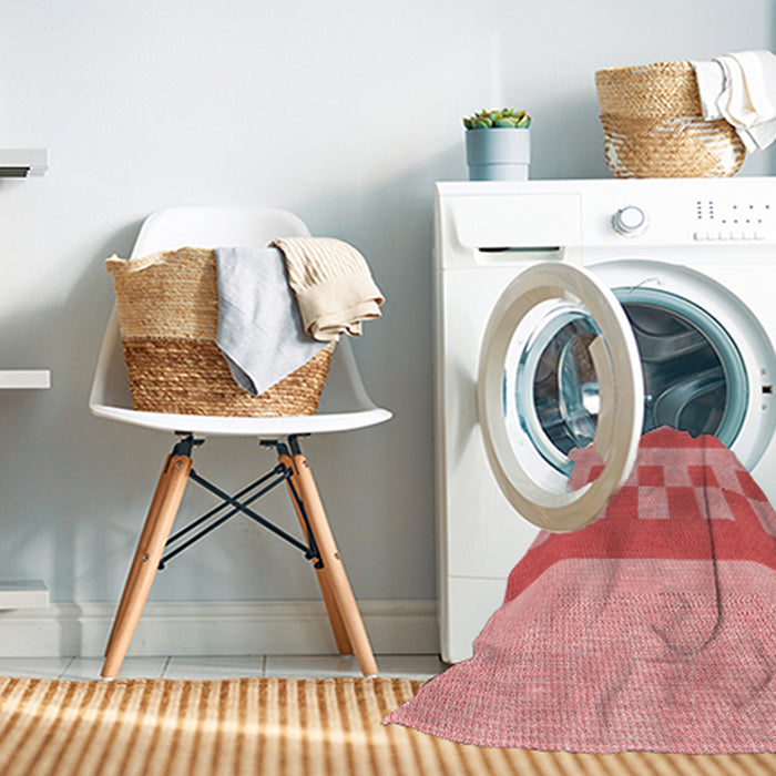 Machine Washable Transitional Light Coral Pink Rug in a Washing Machine, wshpat3950rd