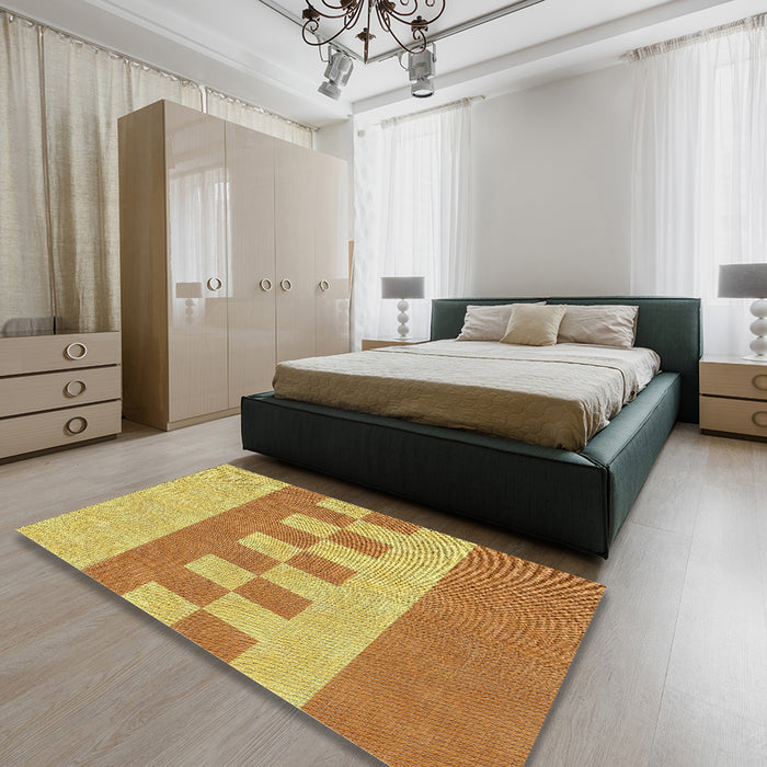 Machine Washable Transitional Sedona Brown Rug in a Bedroom, wshpat3950