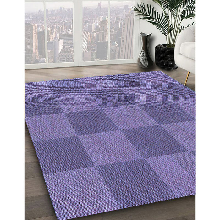 Patterned Deep Periwinkle Purple Rug in Family Room, pat3951blu