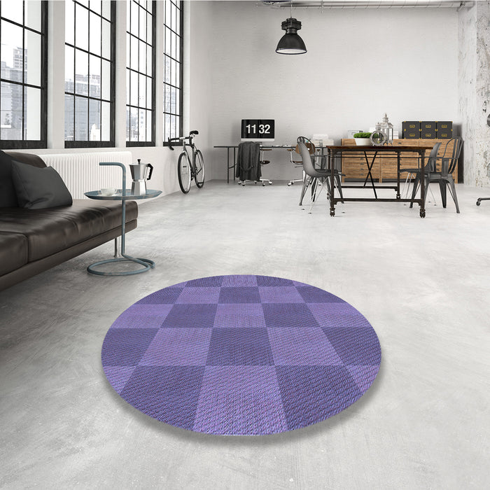 Round Patterned Deep Periwinkle Purple Rug in a Office, pat3951blu