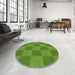 Round Patterned Seaweed Green Rug in a Office, pat3951grn