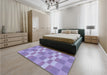 Patterned Purple Mimosa Purple Rug in a Bedroom, pat3952blu