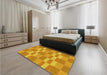 Patterned Neon Orange Rug in a Bedroom, pat3952yw