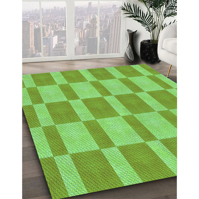 Patterned Emerald Green Rug in Family Room, pat3953grn