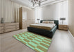 Patterned Pastel Green Rug in a Bedroom, pat3953lblu