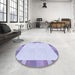 Round Patterned Blue Rug in a Office, pat3954blu