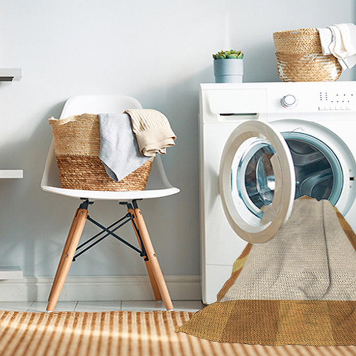 Machine Washable Transitional Golden Blonde Gold Rug in a Washing Machine, wshpat3954brn