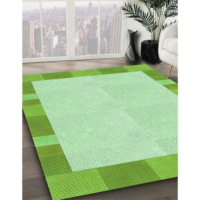 Patterned Green Rug in Family Room, pat3954grn