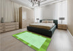 Patterned Green Rug in a Bedroom, pat3954grn