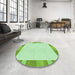 Round Patterned Green Rug in a Office, pat3954grn