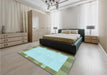 Patterned Green Rug in a Bedroom, pat3954lblu