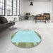 Round Patterned Green Rug in a Office, pat3954lblu