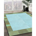 Machine Washable Transitional Green Rug in a Family Room, wshpat3954lblu