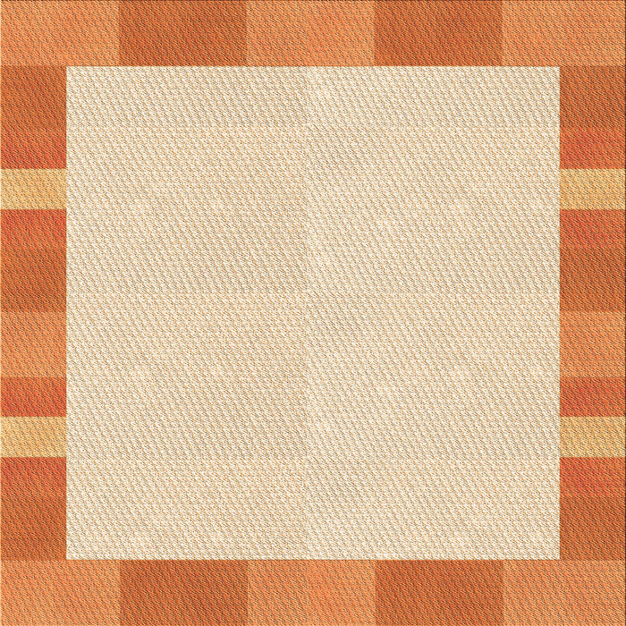 Round Patterned Deep Peach Orange Rug, pat3954org