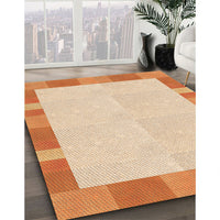 Patterned Deep Peach Orange Rug, pat3954org