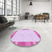 Round Patterned Blossom Pink Rug in a Office, pat3954pur