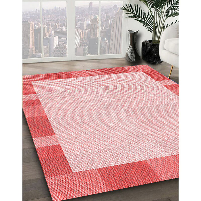 Patterned Light Red Pink Rug in Family Room, pat3954rd