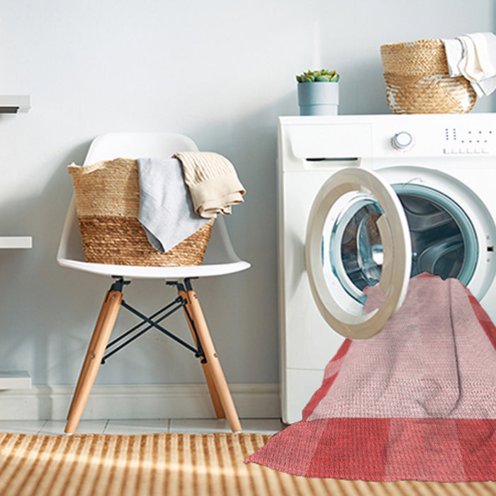 Machine Washable Transitional Light Red Pink Rug in a Washing Machine, wshpat3954rd