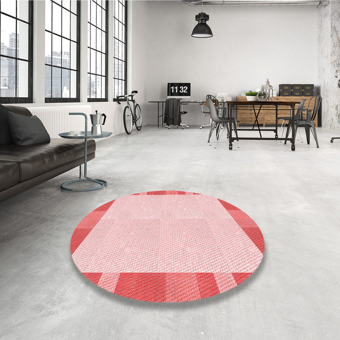 Round Patterned Light Red Pink Rug in a Office, pat3954rd