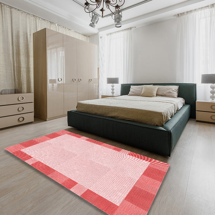 Patterned Light Red Pink Rug in a Bedroom, pat3954rd