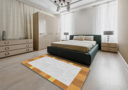 Patterned Bronze Brown Novelty Rug in a Bedroom, pat3954