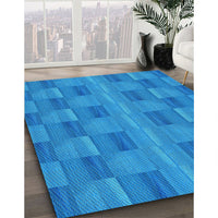 Patterned Neon Blue Rug, pat3955lblu