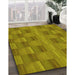 Patterned Dark Yellow Green Rug in Family Room, pat3955yw