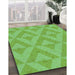 Machine Washable Transitional Emerald Green Rug in a Family Room, wshpat3956grn