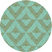 Square Patterned Blue Green Rug, pat3956lblu