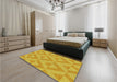 Round Machine Washable Transitional Gold Yellow Rug in a Office, wshpat3956yw