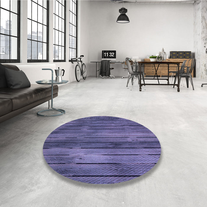 Round Patterned Medium Slate Blue Rug in a Office, pat3957blu