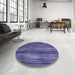 Round Patterned Medium Slate Blue Rug in a Office, pat3957blu