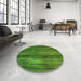 Round Patterned Apple Green Rug in a Office, pat3957grn