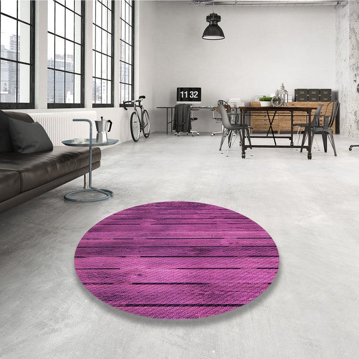 Round Patterned Medium Violet Red Pink Rug in a Office, pat3957pur