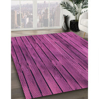 Patterned Medium Violet Red Pink Rug, pat3957pur