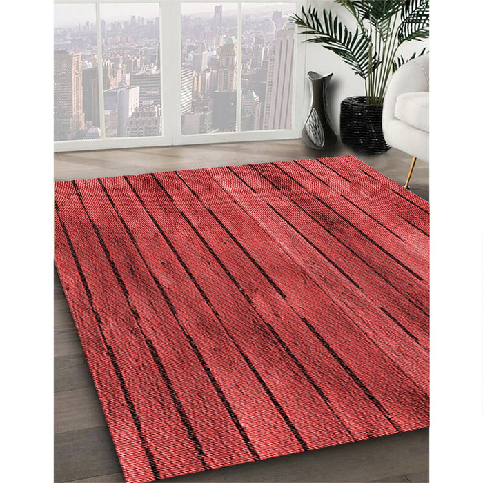 Patterned Red Rug in Family Room, pat3957rd