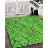 Patterned Dark Lime Green Rug, pat3958grn