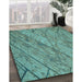 Patterned Sea Green Rug in Family Room, pat3958lblu