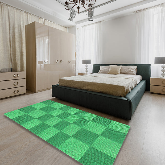 Patterned Neon Green Rug in a Bedroom, pat3959grn