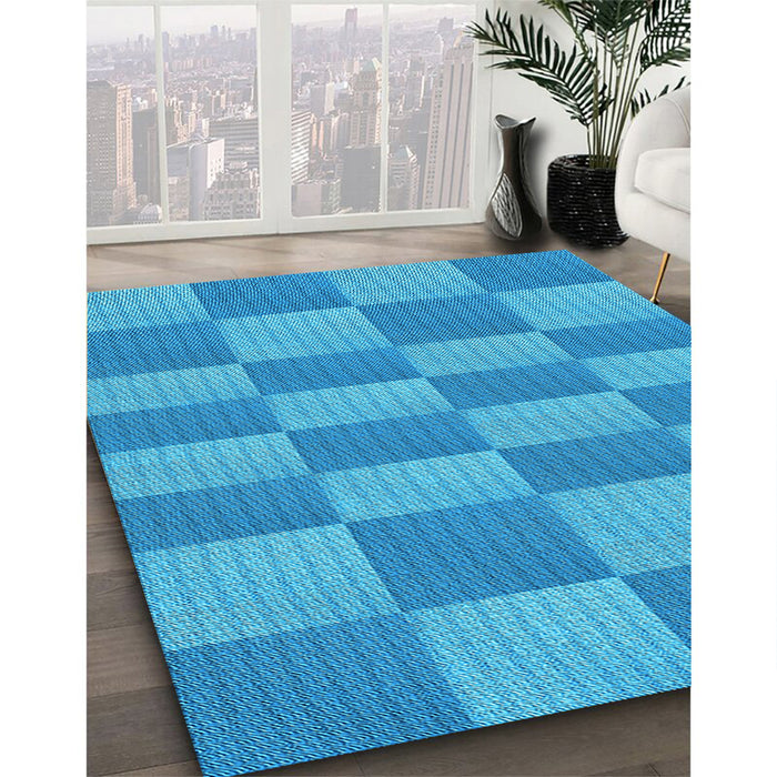 Machine Washable Transitional Neon Blue Rug in a Family Room, wshpat3959lblu