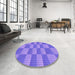 Round Patterned Purple Mimosa Purple Rug in a Office, pat3959pur