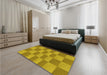 Patterned Dark Bisque Brown Rug in a Bedroom, pat3959yw