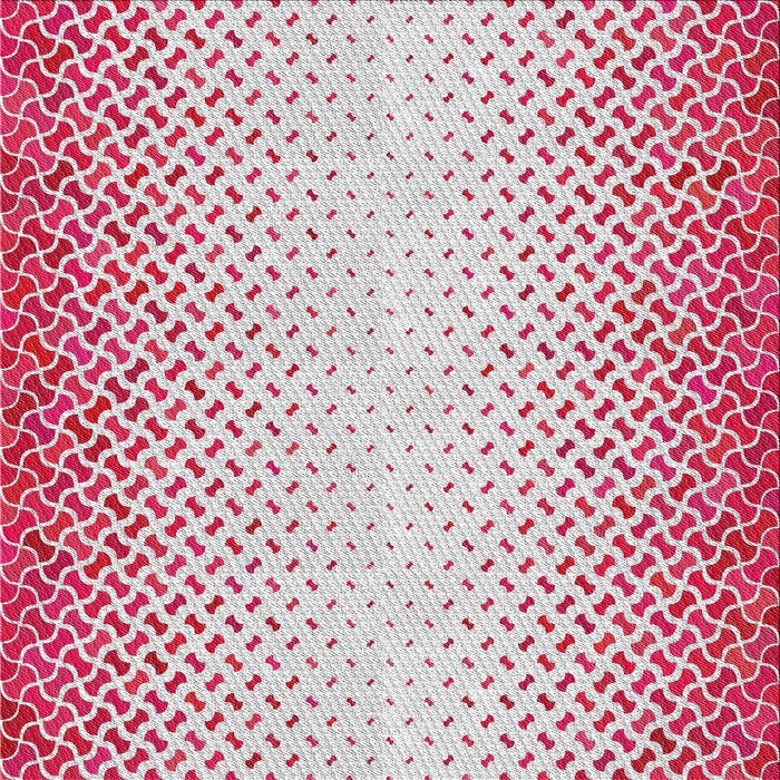 Square Patterned Bright Maroon Red Novelty Rug, pat395