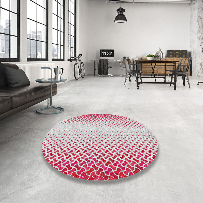 Round Patterned Bright Maroon Red Novelty Rug in a Office, pat395