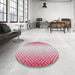Round Patterned Bright Maroon Red Novelty Rug in a Office, pat395